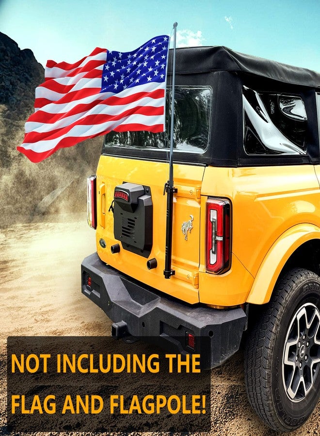 RERPRO Flag Mount Flagpole Holder for 2021 2022 2023 2024 2025 New Ford Bronco 2/4 Door Exterior Accessories Tailgate Hinge Aluminum Single Flag Pole Mount with CB Antenna Bracket Base - Image 3